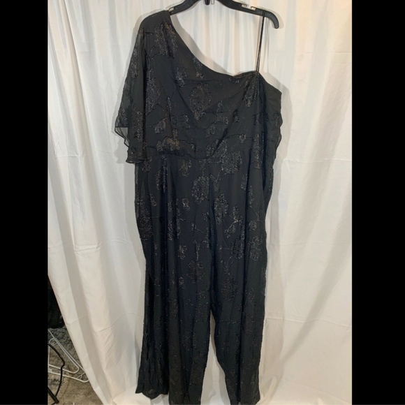NWT $219 Adrianna Papell‎ Floral Chiffon One-Shoulder Jumpsuit [SZ 24W ] - Picture 5 of 8